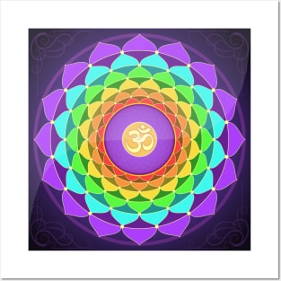 Aum, Ohm, Om Symbol Hinduism Mandala Petals Posters and Art